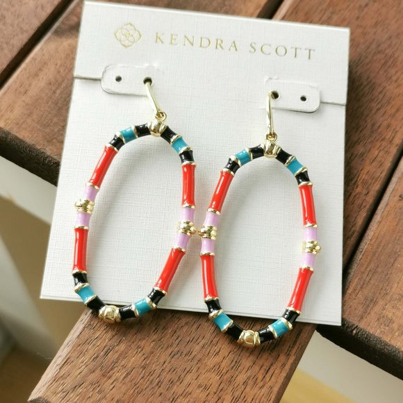 Kendra Scott Essie Open Frame Earrings. Gold Orchid Mix - Picture 1 of 3